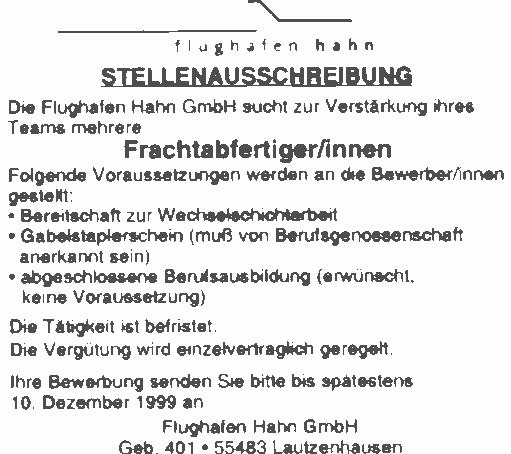 Stellenanzeige
